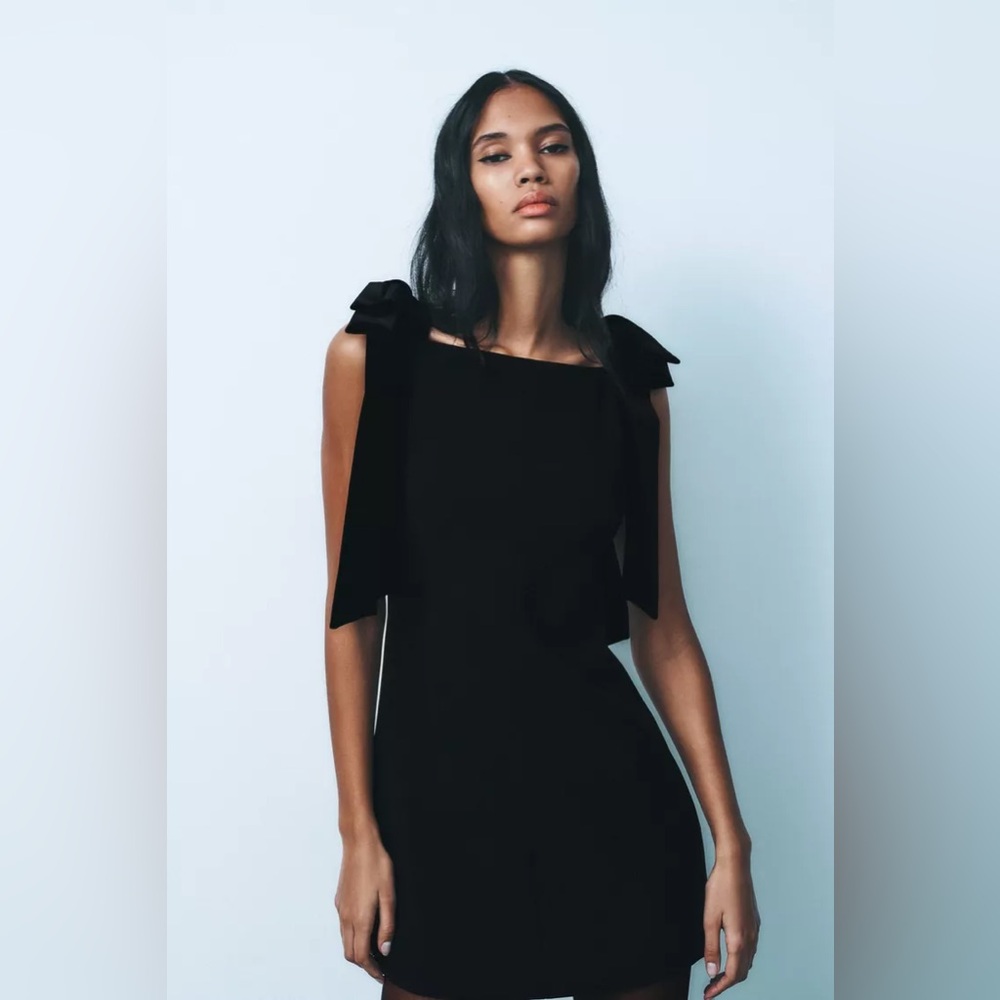 NWT Zara Velvet Bow Dress Medium